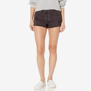 Billabong Women's Black Pebble Lace-up Frayed Shorts